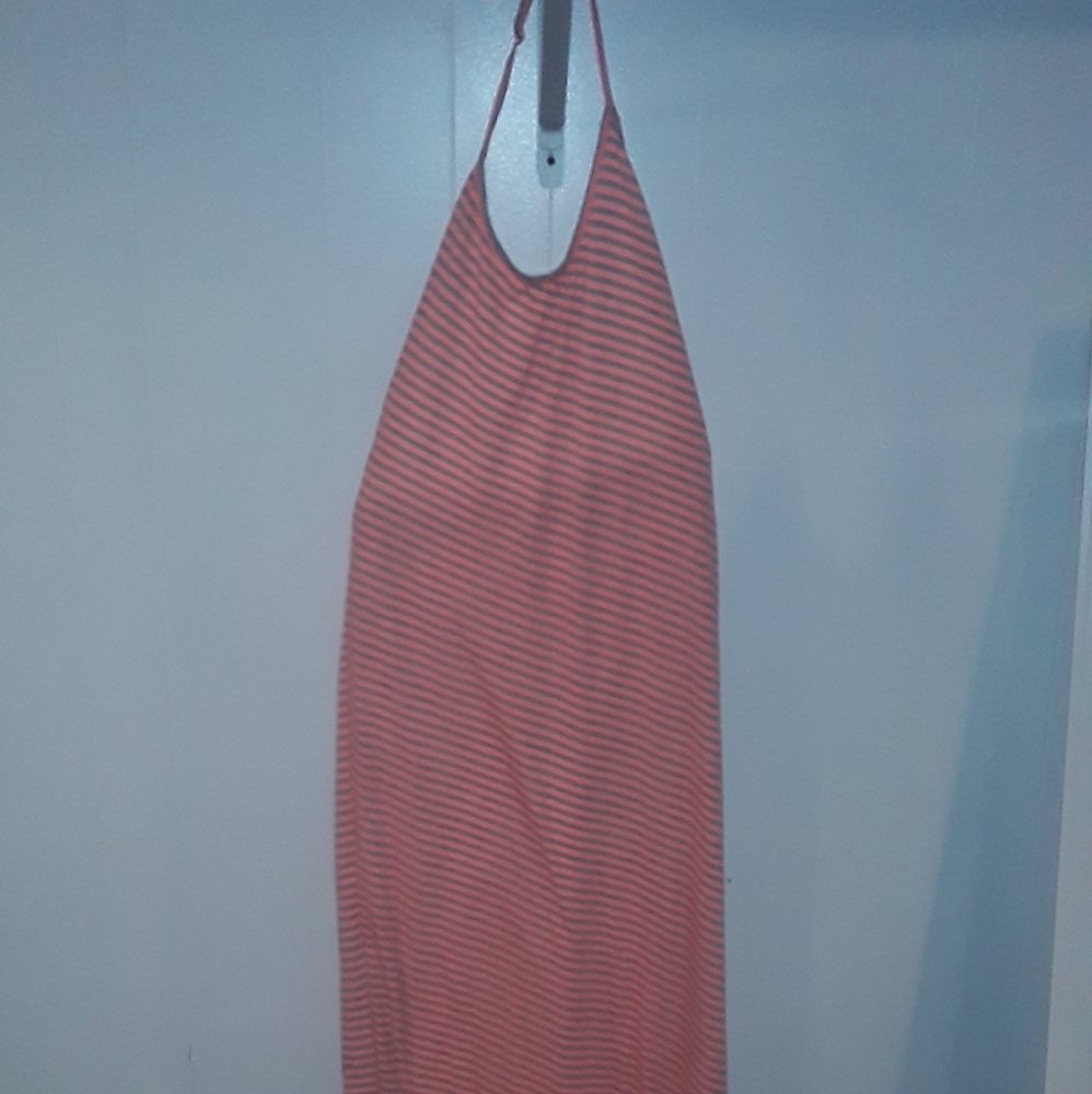 Kids orange and grey striped halter top sun dress
